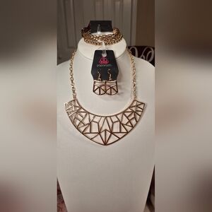 Paparazzi Gold Statement Necklace and Earring Set